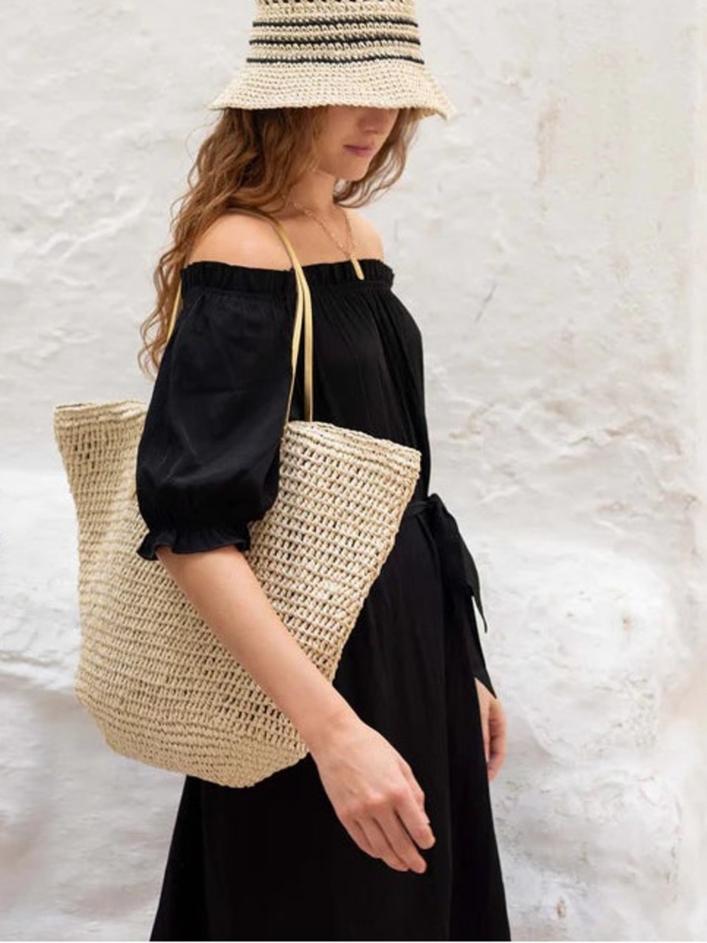 Mersea Ibiza Off Shoulder Belted Dress Black Size Medium Pockets Resort